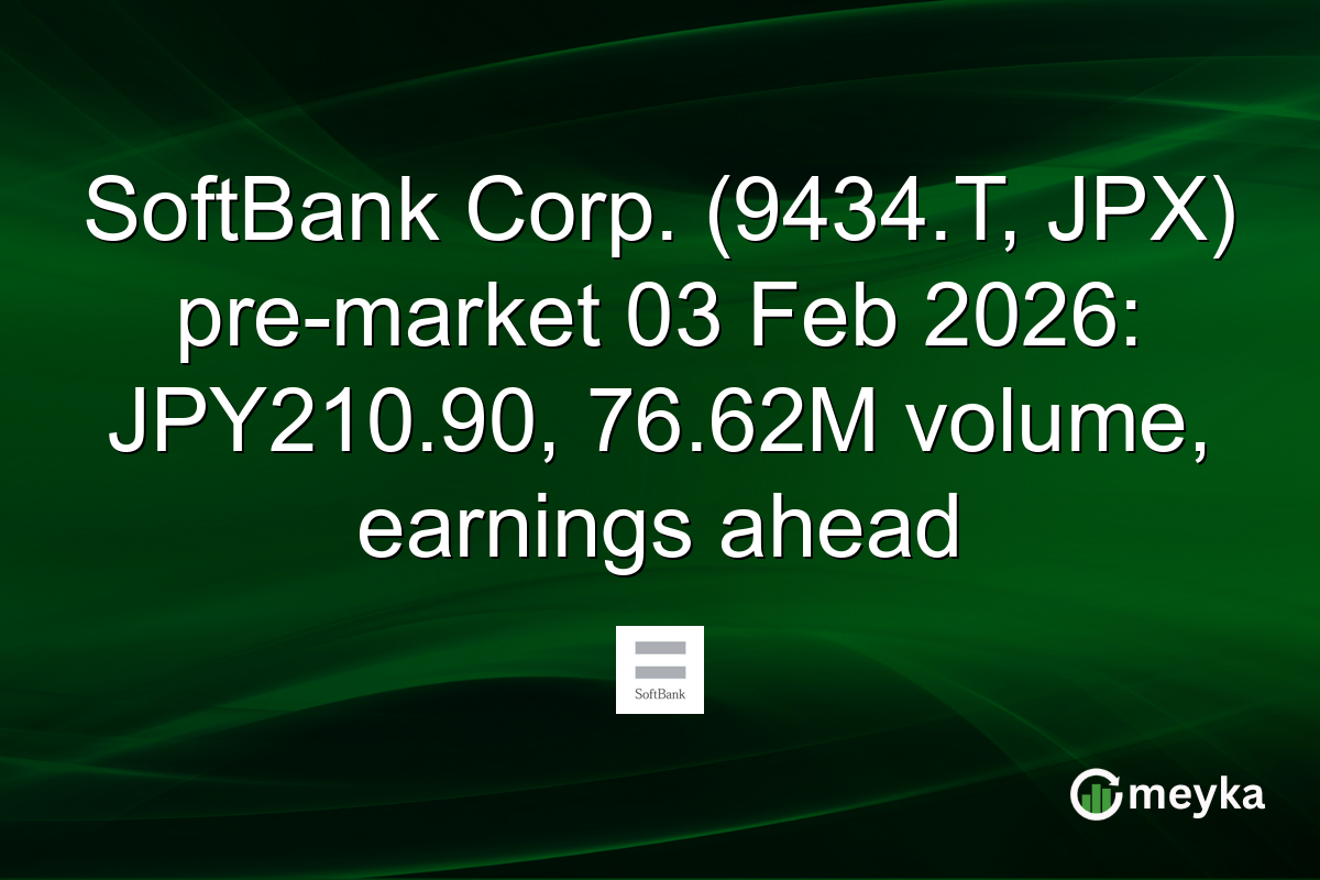 SoftBank Corp. (9434.T, JPX) pre-market 03 Feb 2026: JPY210.90, 76.62M volume, earnings ahead