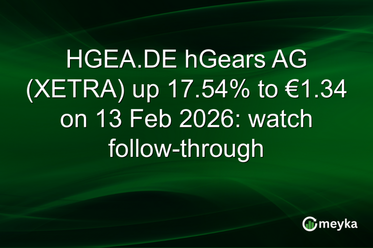 HGEA.DE hGears AG (XETRA) up 17.54% to €1.34 on 13 Feb 2026: watch follow-through