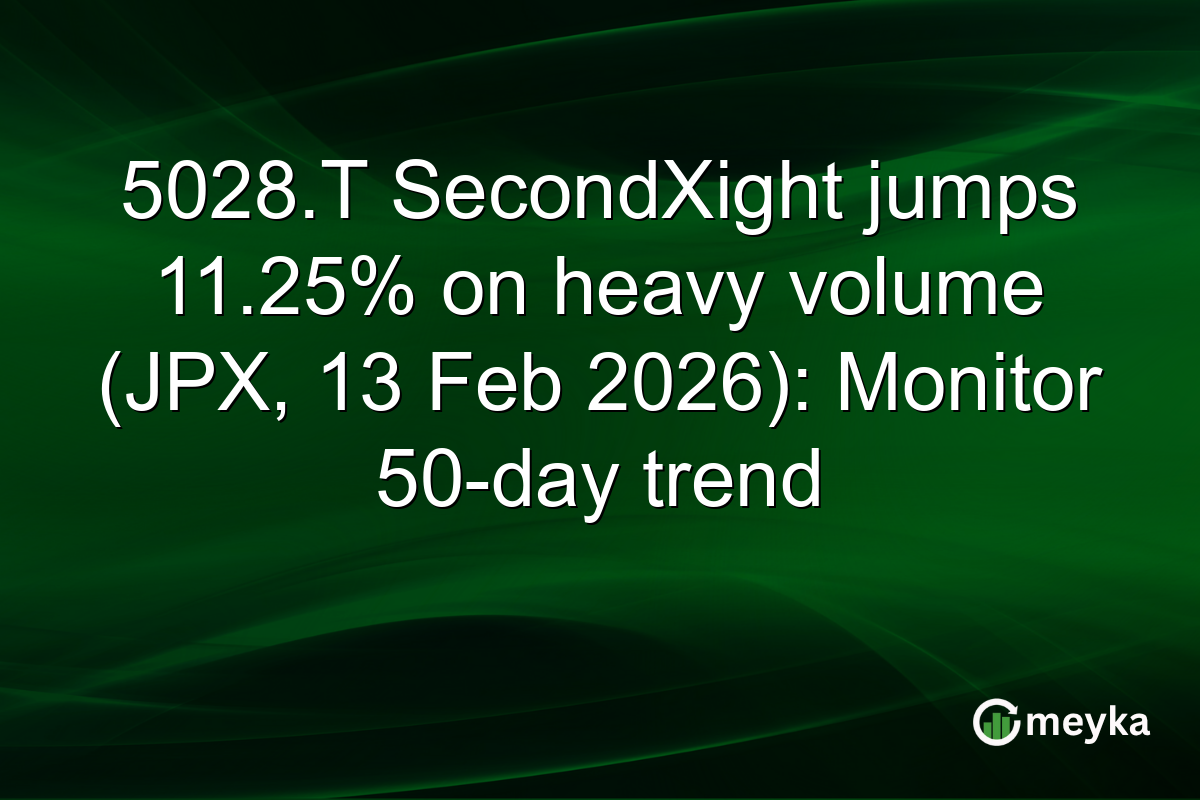 5028.T SecondXight jumps 11.25% on heavy volume (JPX, 13 Feb 2026): Monitor 50-day trend