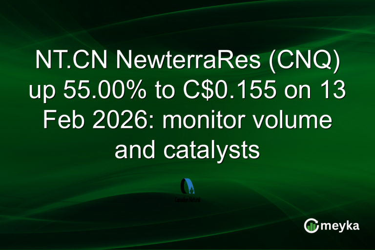 NT.CN NewterraRes (CNQ) up 55.00% to C$0.155 on 13 Feb 2026: monitor volume and catalysts