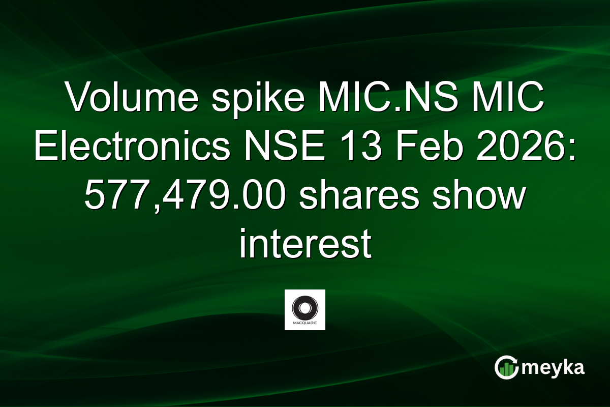Volume spike MIC.NS MIC Electronics NSE 13 Feb 2026: 577,479.00 shares show interest