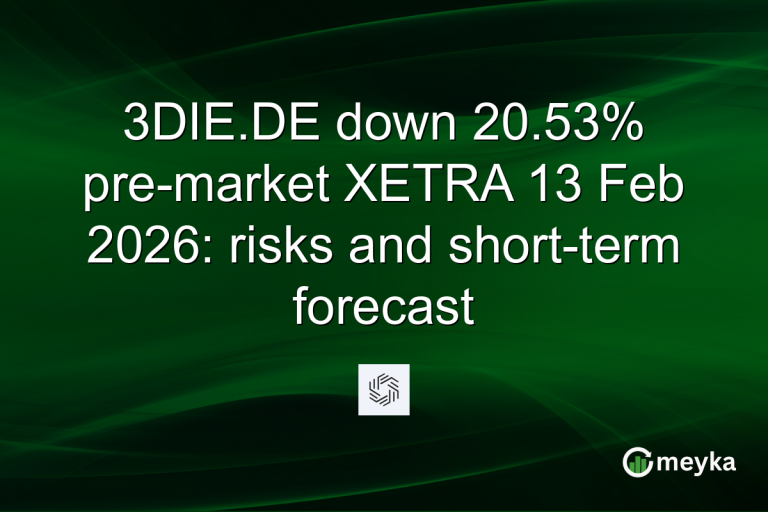 3DIE.DE down 20.53% pre-market XETRA 13 Feb 2026: risks and short-term forecast