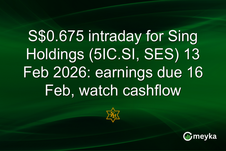 S$0.675 intraday for Sing Holdings (5IC.SI, SES) 13 Feb 2026: earnings due 16 Feb, watch cashflow