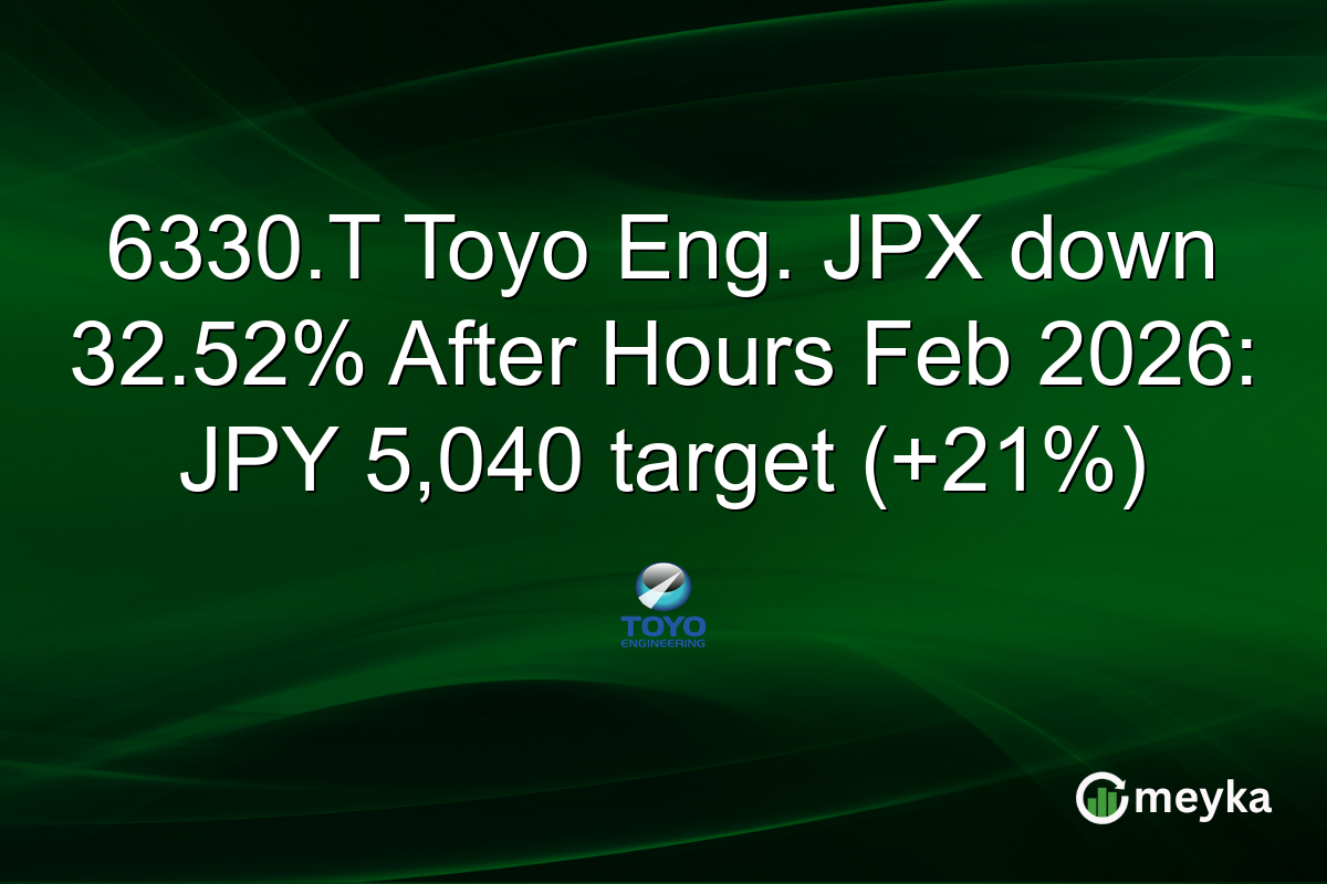 6330.T Toyo Eng. JPX down 32.52% After Hours Feb 2026: JPY 5,040 target (+21%)