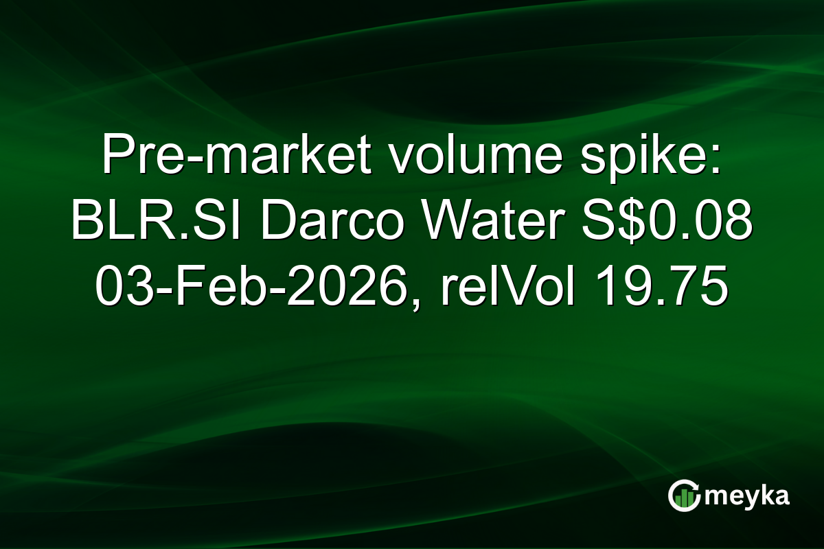 Pre-market volume spike: BLR.SI Darco Water S$0.08 03-Feb-2026, relVol 19.75