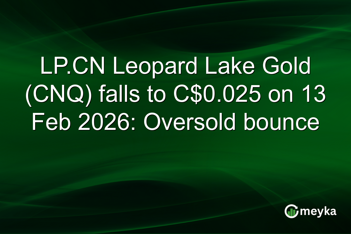 LP.CN Leopard Lake Gold (CNQ) falls to C$0.025 on 13 Feb 2026: Oversold bounce