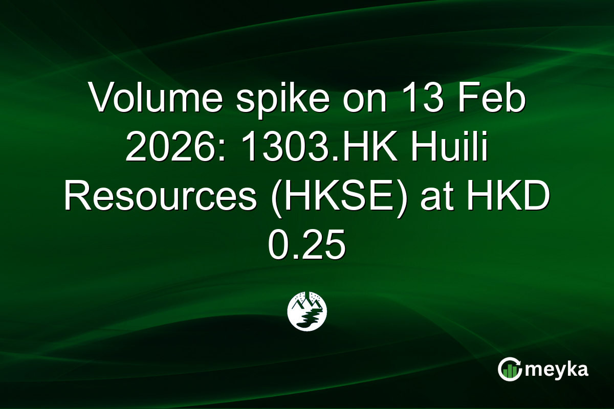 Volume spike on 13 Feb 2026: 1303.HK Huili Resources (HKSE) at HKD 0.25