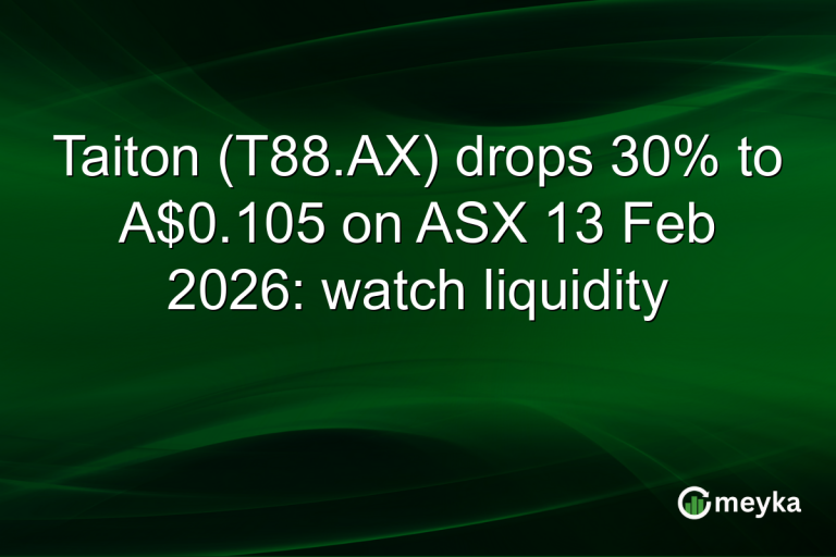 Taiton (T88.AX) drops 30% to A$0.105 on ASX 13 Feb 2026: watch liquidity