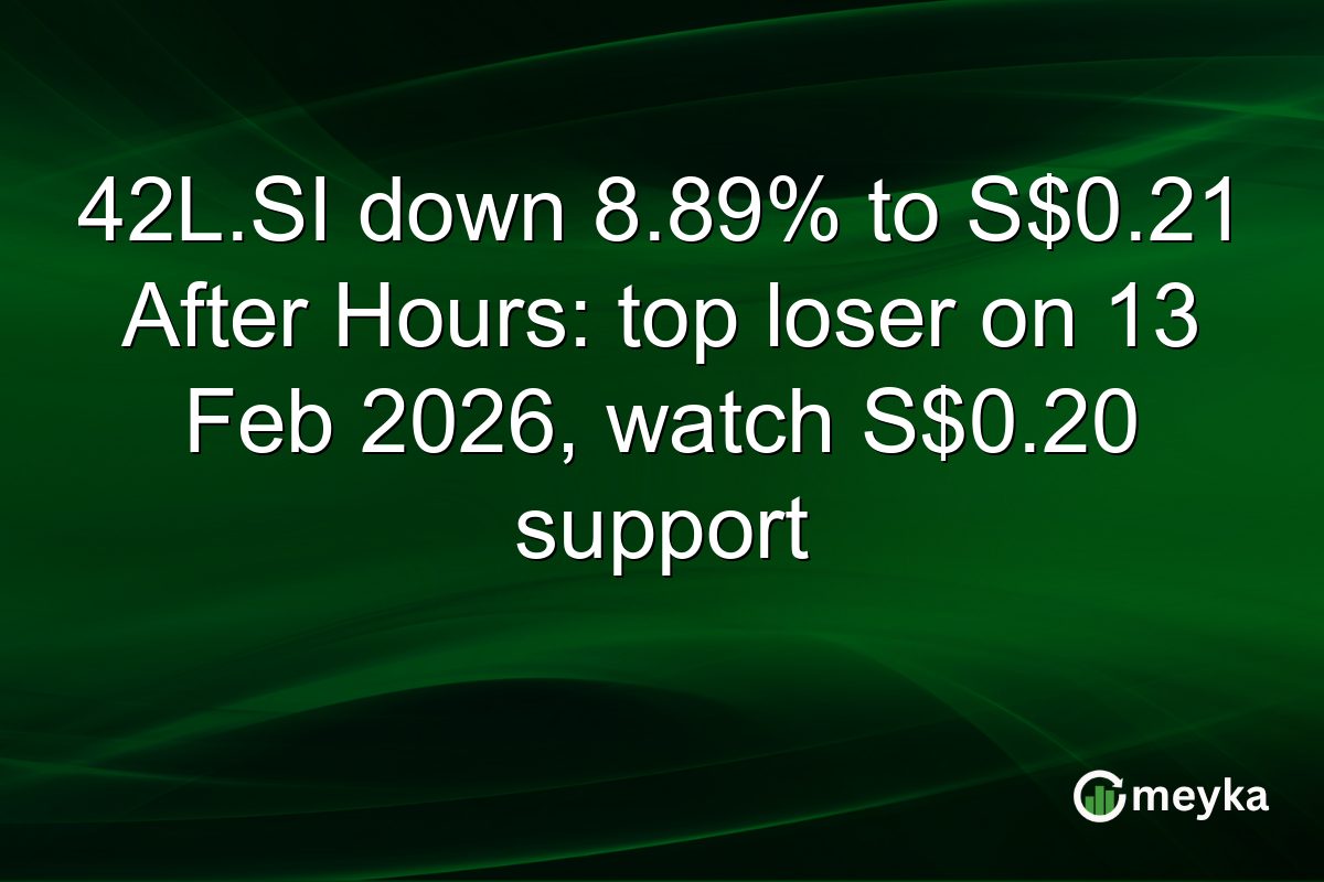 42L.SI down 8.89% to S$0.21 After Hours: top loser on 13 Feb 2026, watch S$0.20 support
