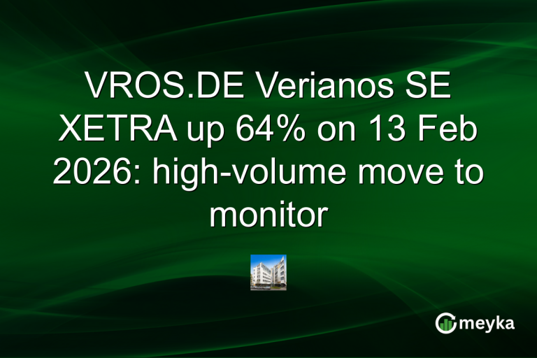 VROS.DE Verianos SE XETRA up 64% on 13 Feb 2026: high-volume move to monitor