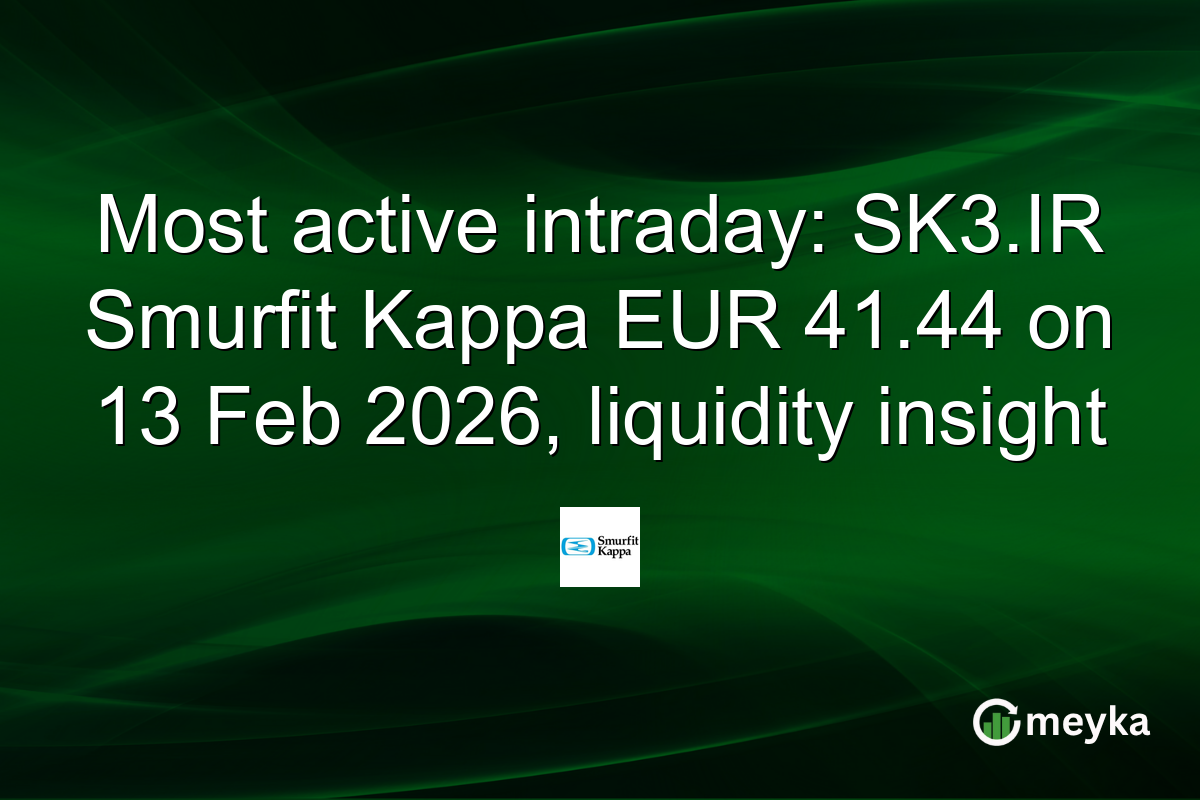 Most active intraday: SK3.IR Smurfit Kappa EUR 41.44 on 13 Feb 2026, liquidity insight