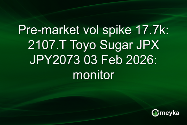Pre-market vol spike 17.7k: 2107.T Toyo Sugar JPX JPY2073 03 Feb 2026: monitor