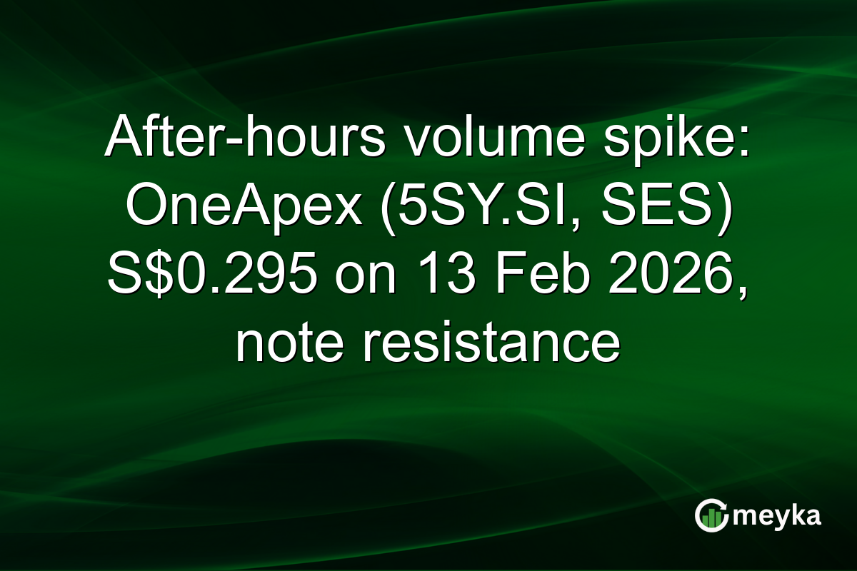 After-hours volume spike: OneApex (5SY.SI, SES) S$0.295 on 13 Feb 2026, note resistance
