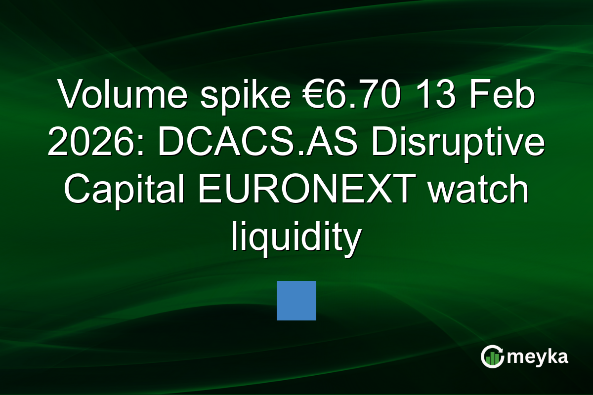 Volume spike €6.70 13 Feb 2026: DCACS.AS Disruptive Capital EURONEXT watch liquidity