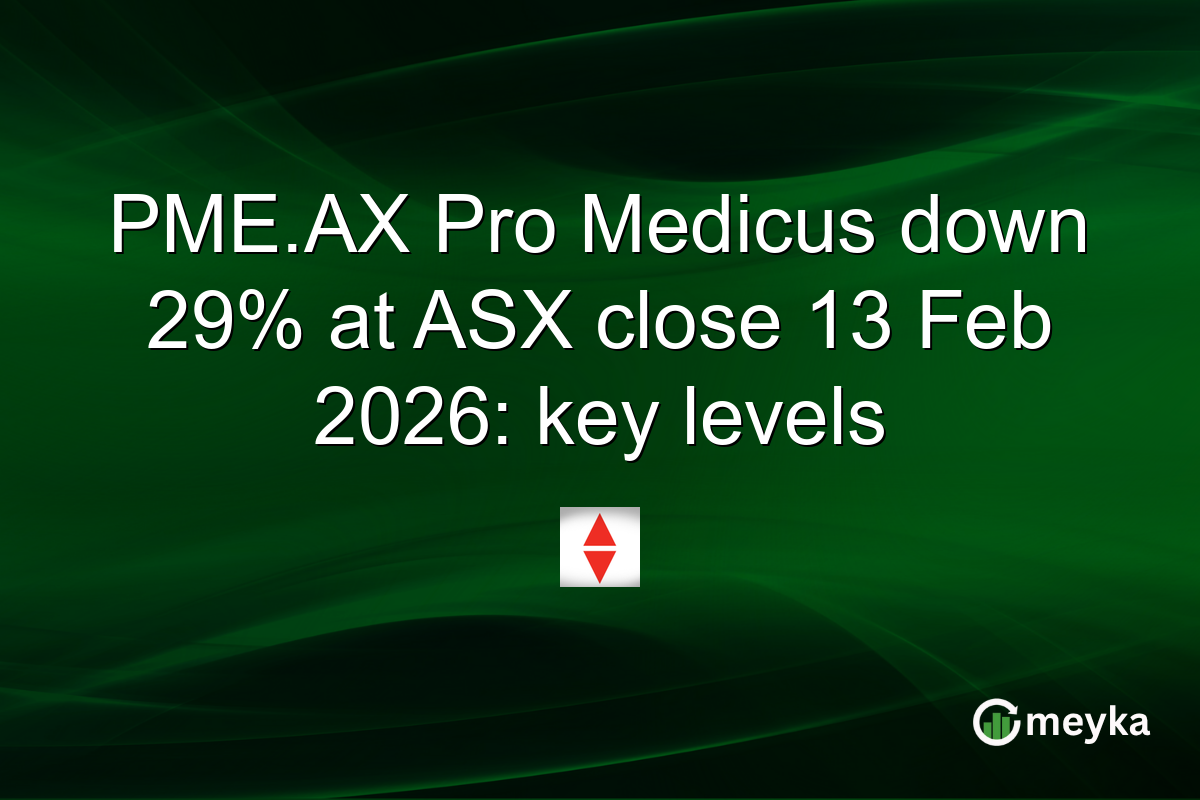 PME.AX Pro Medicus down 29% at ASX close 13 Feb 2026: key levels