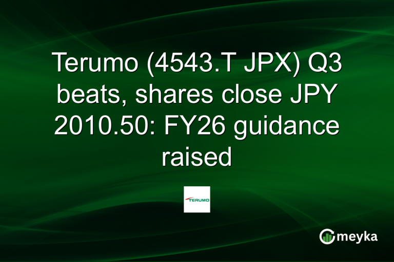 Terumo (4543.T JPX) Q3 beats, shares close JPY 2010.50: FY26 guidance raised