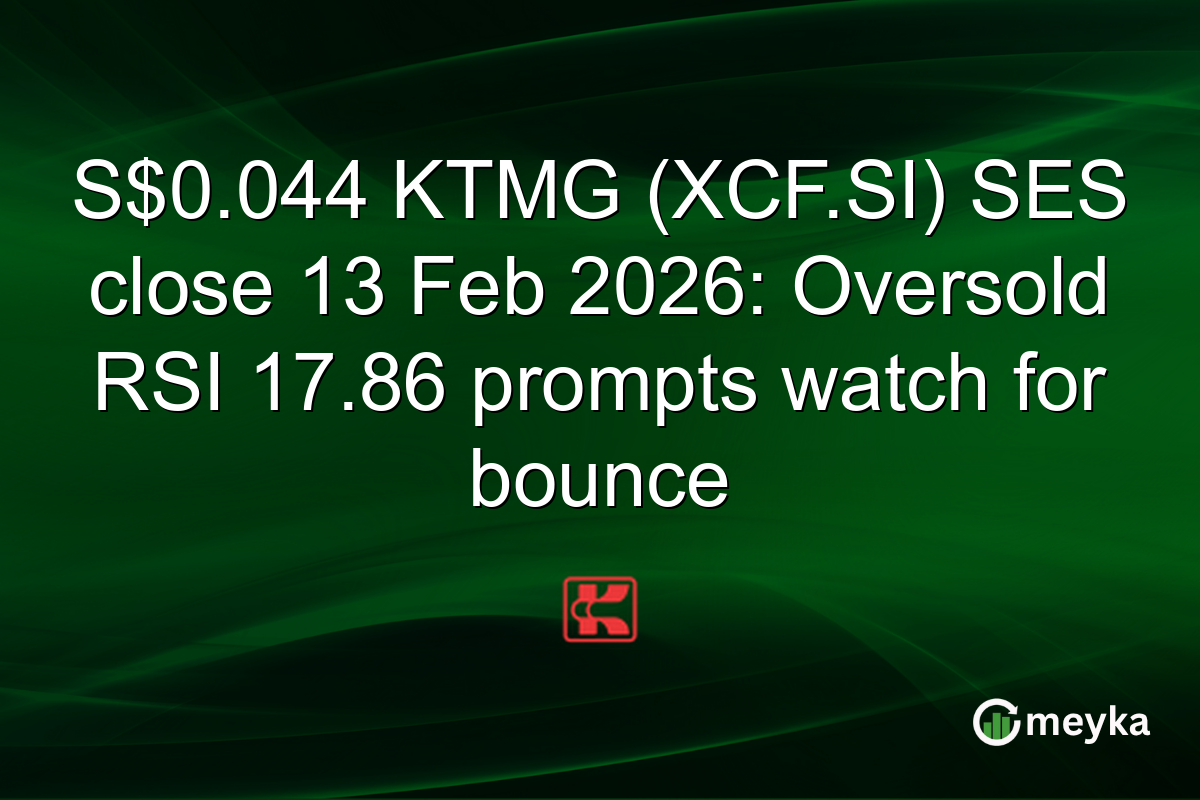 S$0.044 KTMG (XCF.SI) SES close 13 Feb 2026: Oversold RSI 17.86 prompts watch for bounce