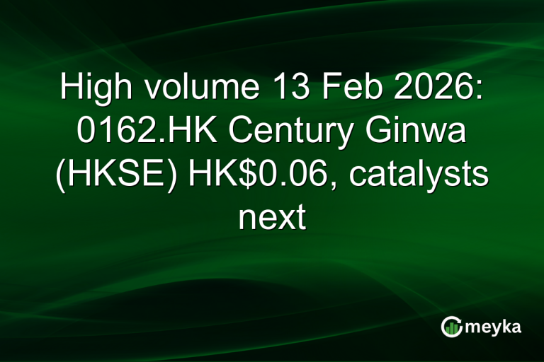 High volume 13 Feb 2026: 0162.HK Century Ginwa (HKSE) HK$0.06, catalysts next