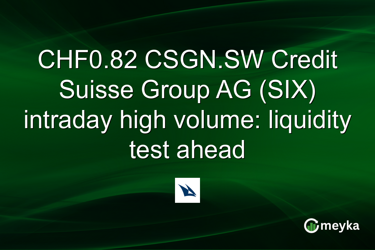 CHF0.82 CSGN.SW Credit Suisse Group AG (SIX) intraday high volume: liquidity test ahead