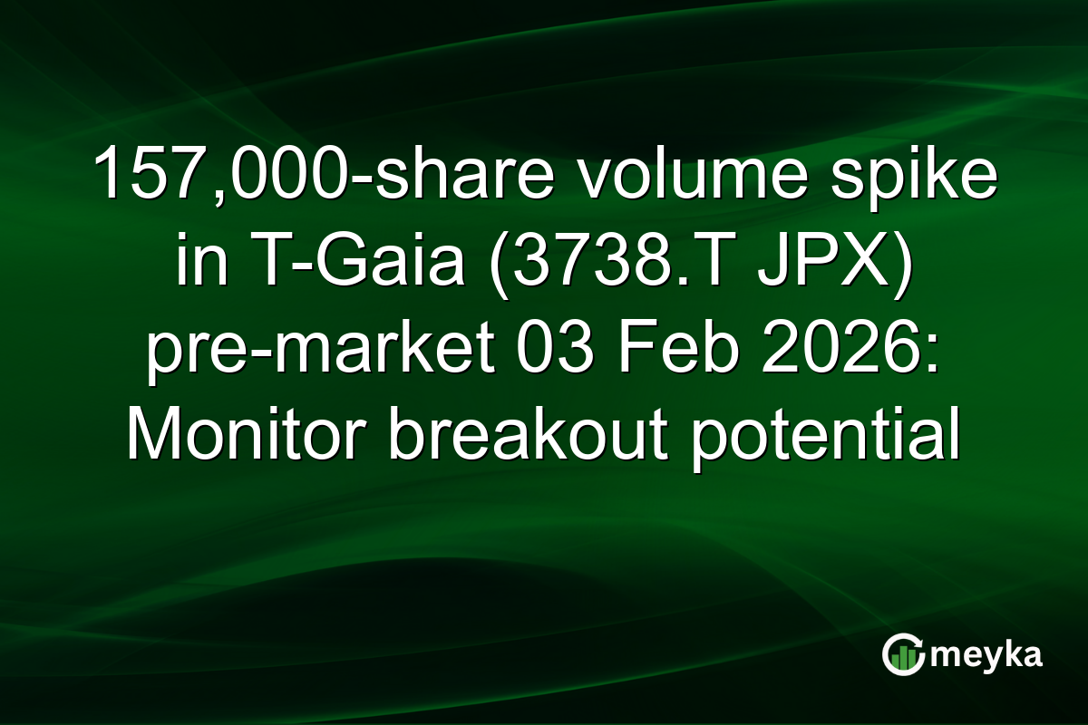 157,000-share volume spike in T-Gaia (3738.T JPX) pre-market 03 Feb 2026: Monitor breakout potential