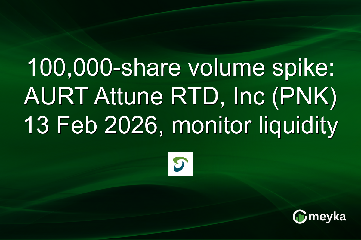 100,000-share volume spike: AURT Attune RTD, Inc (PNK) 13 Feb 2026, monitor liquidity