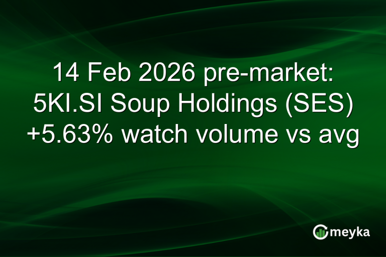 14 Feb 2026 pre-market: 5KI.SI Soup Holdings (SES) +5.63% watch volume vs avg