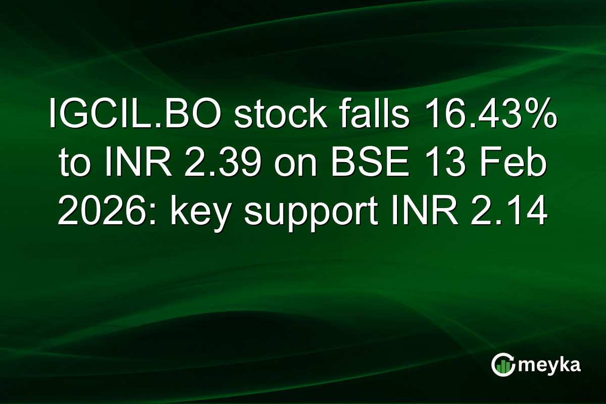 IGCIL.BO stock falls 16.43% to INR 2.39 on BSE 13 Feb 2026: key support INR 2.14