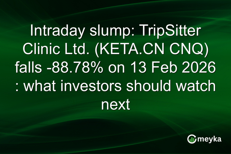 Intraday slump: TripSitter Clinic Ltd. (KETA.CN CNQ) falls -88.78% on 13 Feb 2026 : what investors should watch next