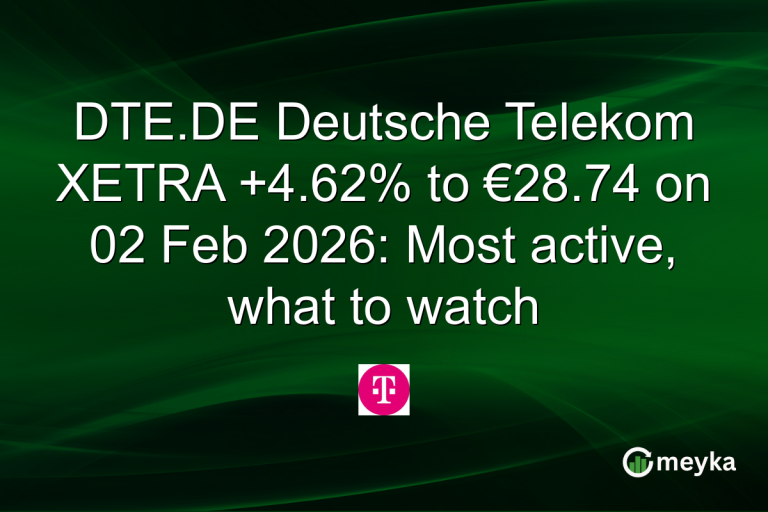 DTE.DE Deutsche Telekom XETRA +4.62% to €28.74 on 02 Feb 2026: Most active, what to watch