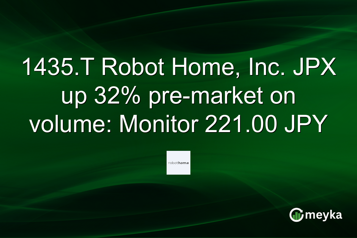 1435.T Robot Home, Inc. JPX up 32% pre-market on volume: Monitor 221.00 JPY
