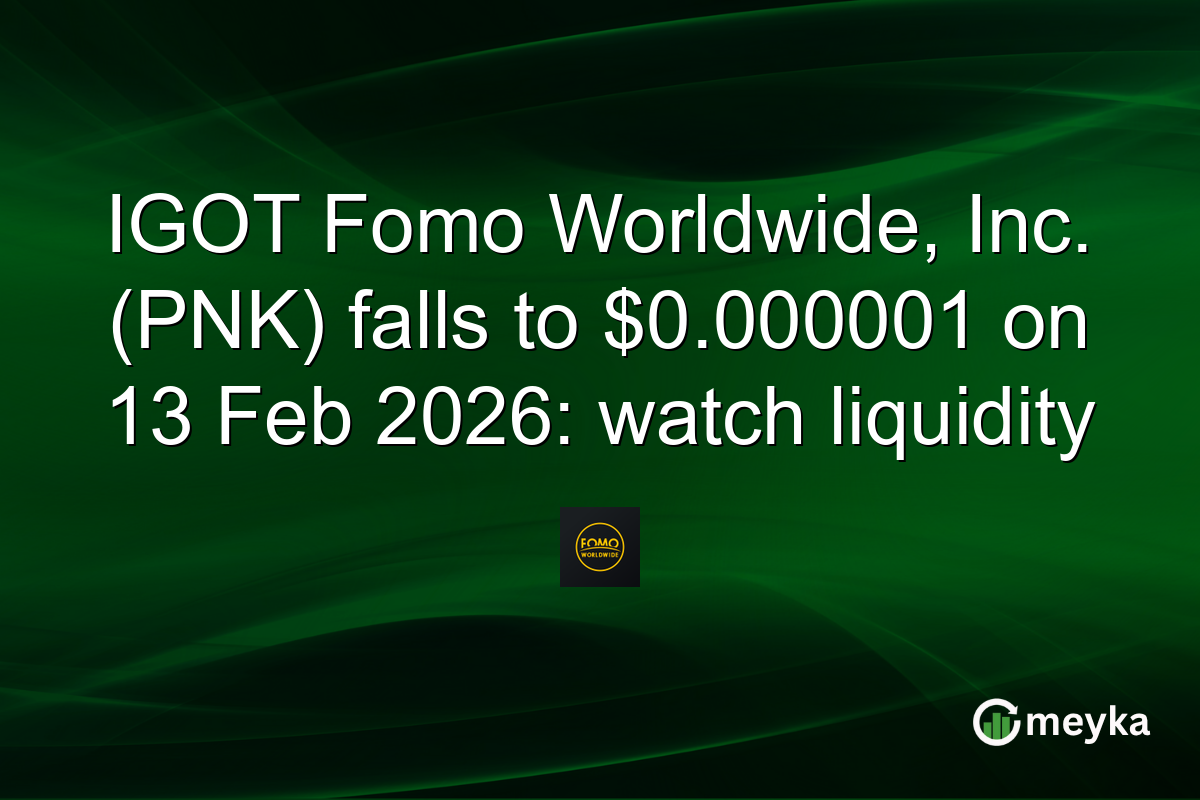 IGOT Fomo Worldwide, Inc. (PNK) falls to $0.000001 on 13 Feb 2026: watch liquidity