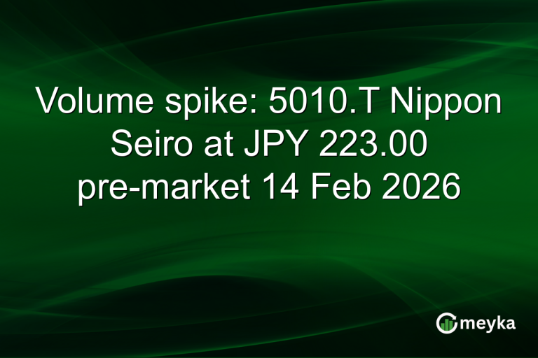 Volume spike: 5010.T Nippon Seiro at JPY 223.00 pre-market 14 Feb 2026