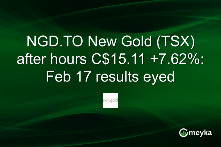 NGD.TO New Gold (TSX) after hours C$15.11 +7.62%: Feb 17 results eyed