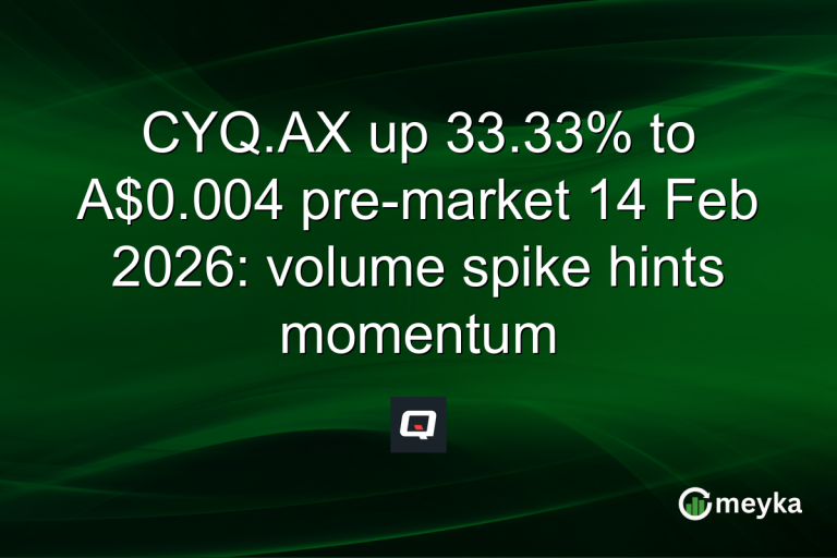 CYQ.AX up 33.33% to A$0.004 pre-market 14 Feb 2026: volume spike hints momentum