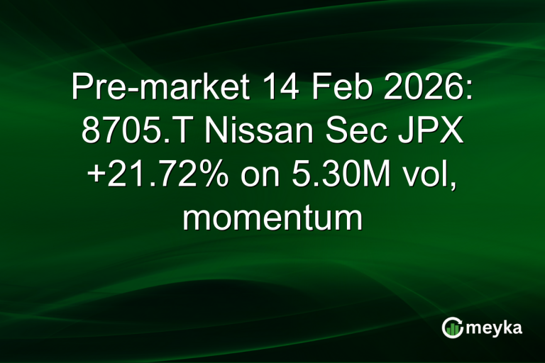 Pre-market 14 Feb 2026: 8705.T Nissan Sec JPX +21.72% on 5.30M vol, momentum