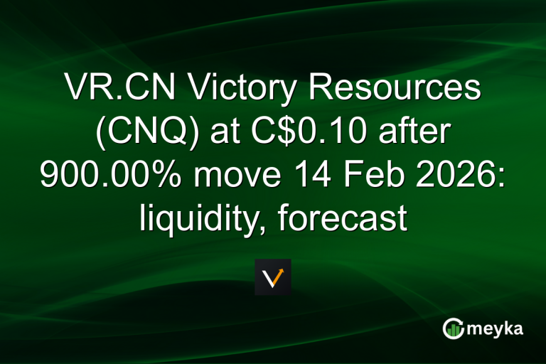 VR.CN Victory Resources (CNQ) at C$0.10 after 900.00% move 14 Feb 2026: liquidity, forecast