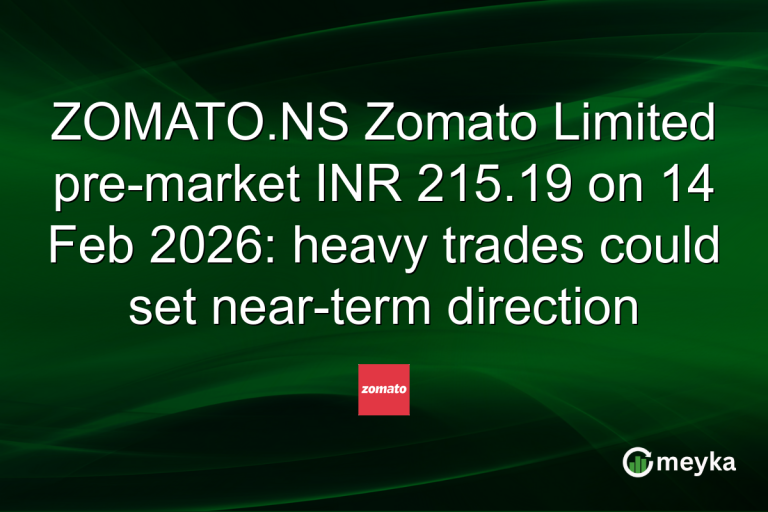ZOMATO.NS Zomato Limited pre-market INR 215.19 on 14 Feb 2026: heavy trades could set near-term direction