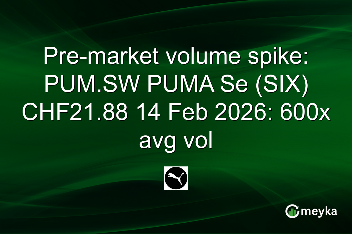 Pre-market volume spike: PUM.SW PUMA Se (SIX) CHF21.88 14 Feb 2026: 600x avg vol