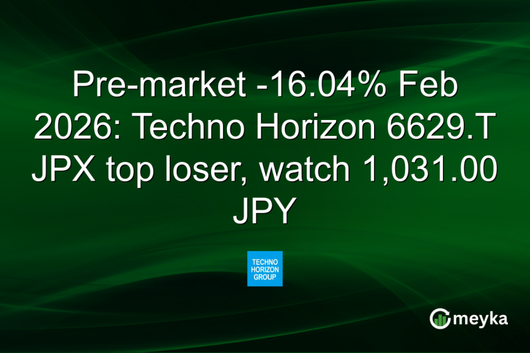 Pre-market -16.04% Feb 2026: Techno Horizon 6629.T JPX top loser, watch 1,031.00 JPY
