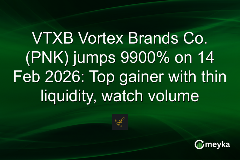 VTXB Vortex Brands Co. (PNK) jumps 9900% on 14 Feb 2026: Top gainer with thin liquidity, watch volume