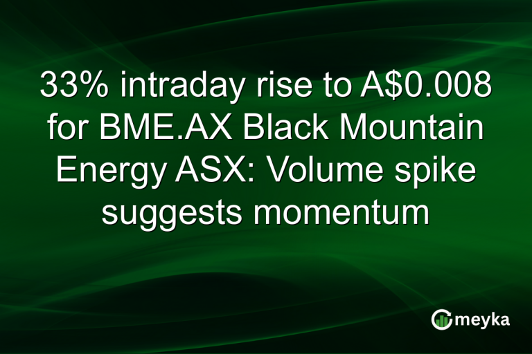 33% intraday rise to A$0.008 for BME.AX Black Mountain Energy ASX: Volume spike suggests momentum