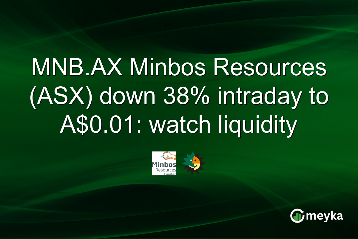 MNB.AX Minbos Resources (ASX) down 38% intraday to A$0.01: watch liquidity