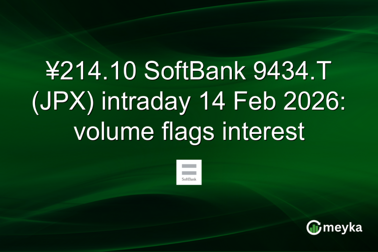 ¥214.10 SoftBank 9434.T (JPX) intraday 14 Feb 2026: volume flags interest