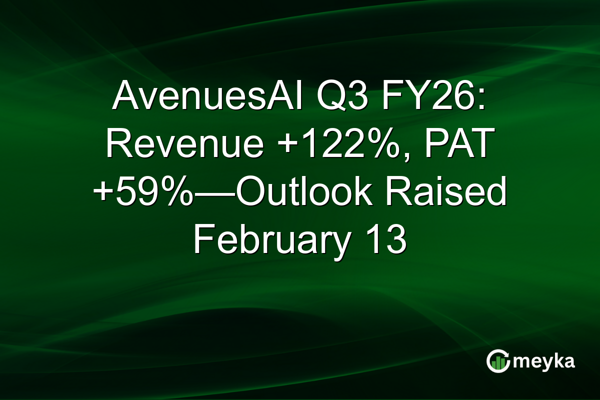 AvenuesAI Q3 FY26: Revenue +122%, PAT +59%—Outlook Raised February 13