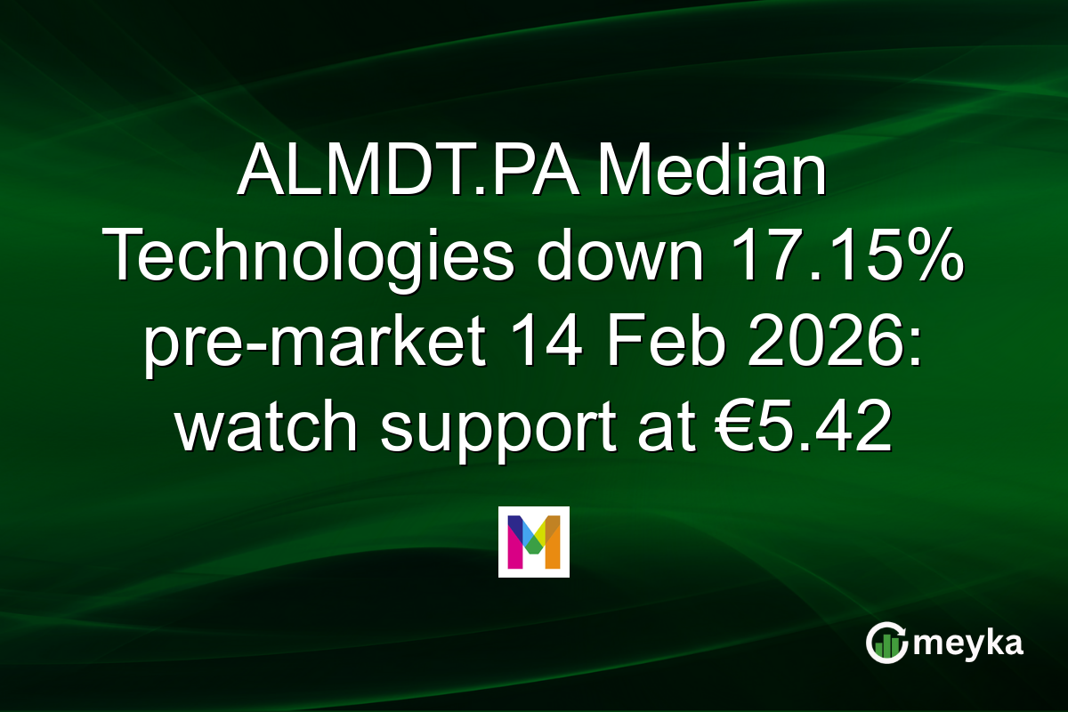 ALMDT.PA Median Technologies down 17.15% pre-market 14 Feb 2026: watch support at €5.42