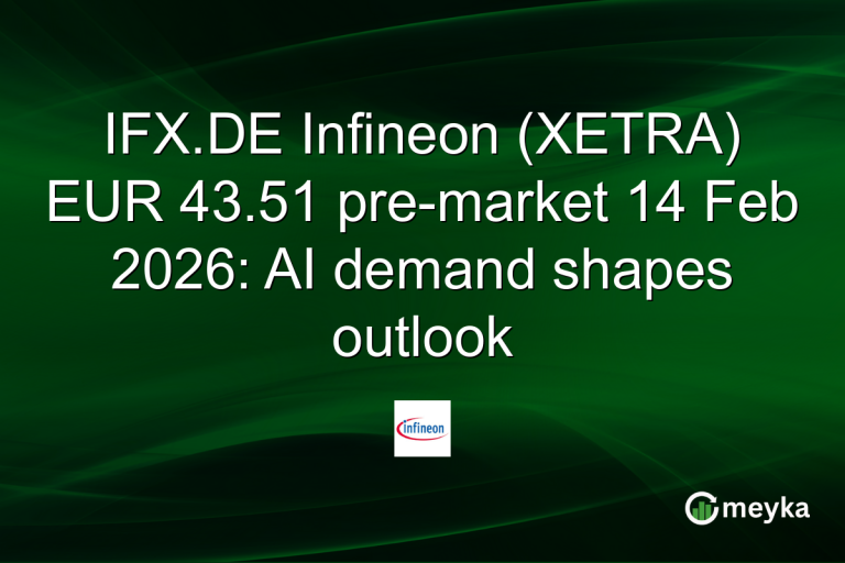 IFX.DE Infineon (XETRA) EUR 43.51 pre-market 14 Feb 2026: AI demand shapes outlook