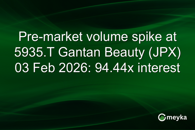 Pre-market volume spike at 5935.T Gantan Beauty (JPX) 03 Feb 2026: 94.44x interest