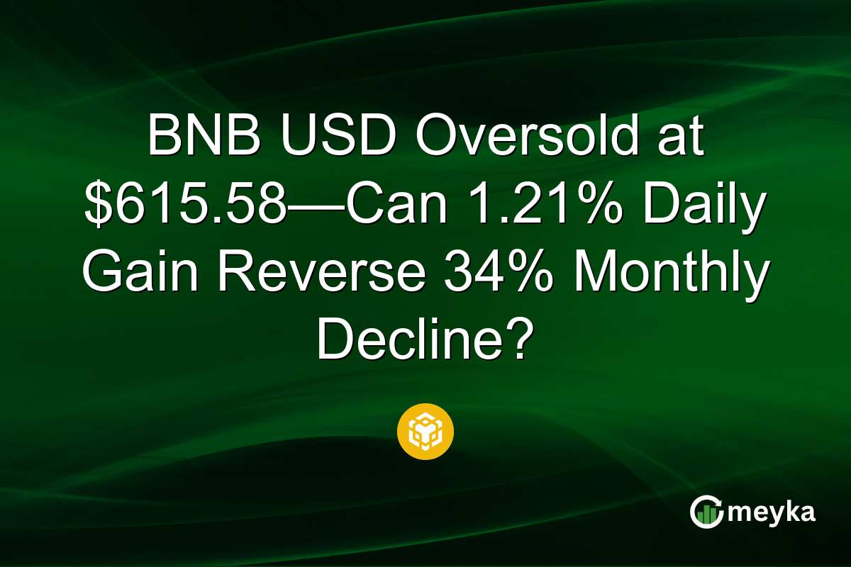 BNB USD Oversold at $615.58—Can 1.21% Daily Gain Reverse 34% Monthly Decline?