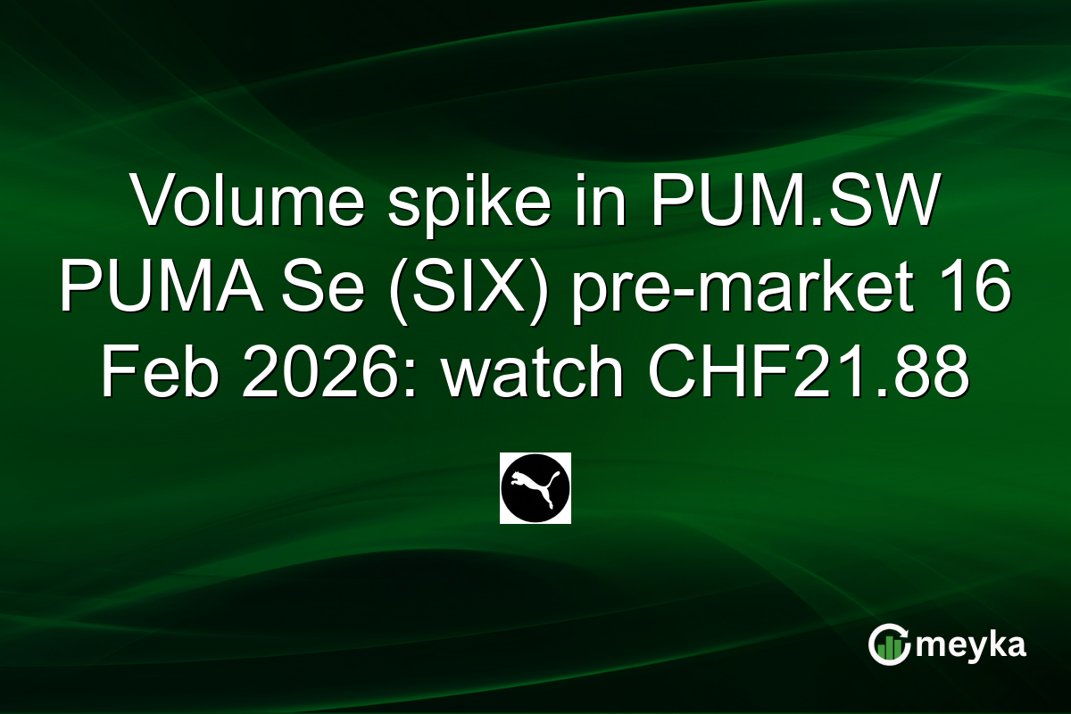 Volume spike in PUM.SW PUMA Se (SIX) pre-market 16 Feb 2026: watch CHF21.88