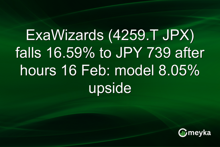 ExaWizards (4259.T JPX) falls 16.59% to JPY 739 after hours 16 Feb: model 8.05% upside